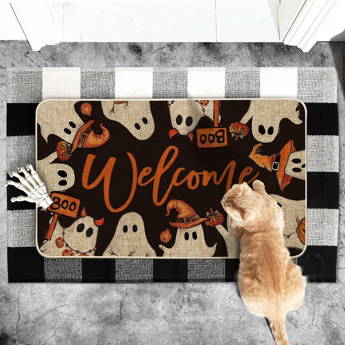 BOOHIT Halloween Door Mat 31x19 Inch Indoor Outdoor Entrance Floor Home Decoration (Witch Feet)