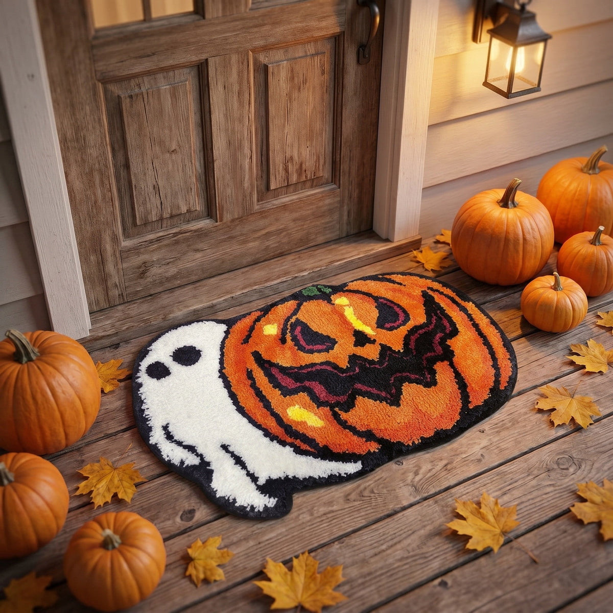 Halloween Door Mat Pumpkin Shaped Non-Absorbent Skidproof Mat 15.75x23.62in Polyester Skidproof & Weather Resistant for Front Door Porch Indoor Outdoor Halloween Door Mat by MPOISVA