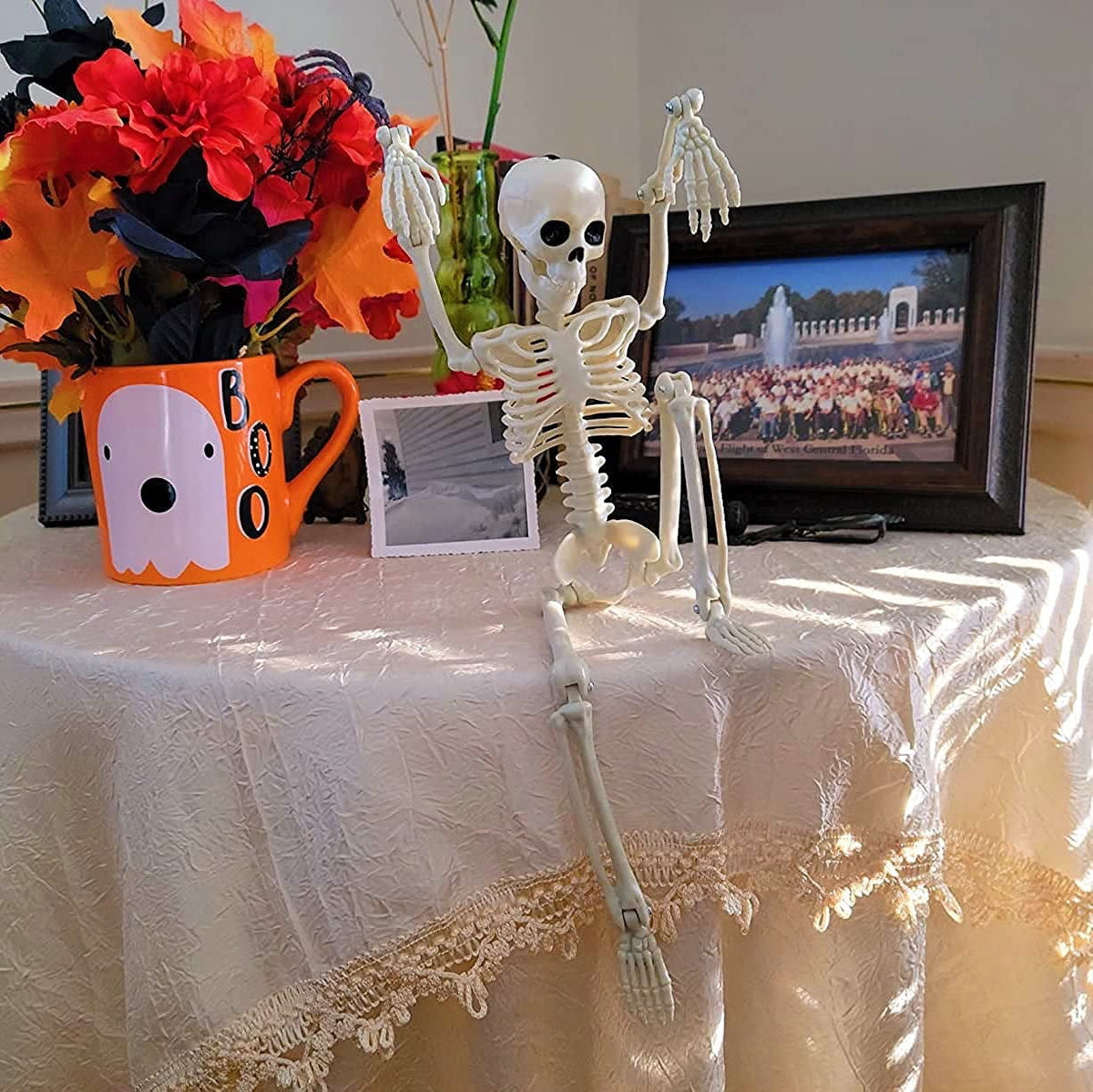 Happiwiz Skeleton Halloween Decor Adjustable Full Body White Plastic Decoration