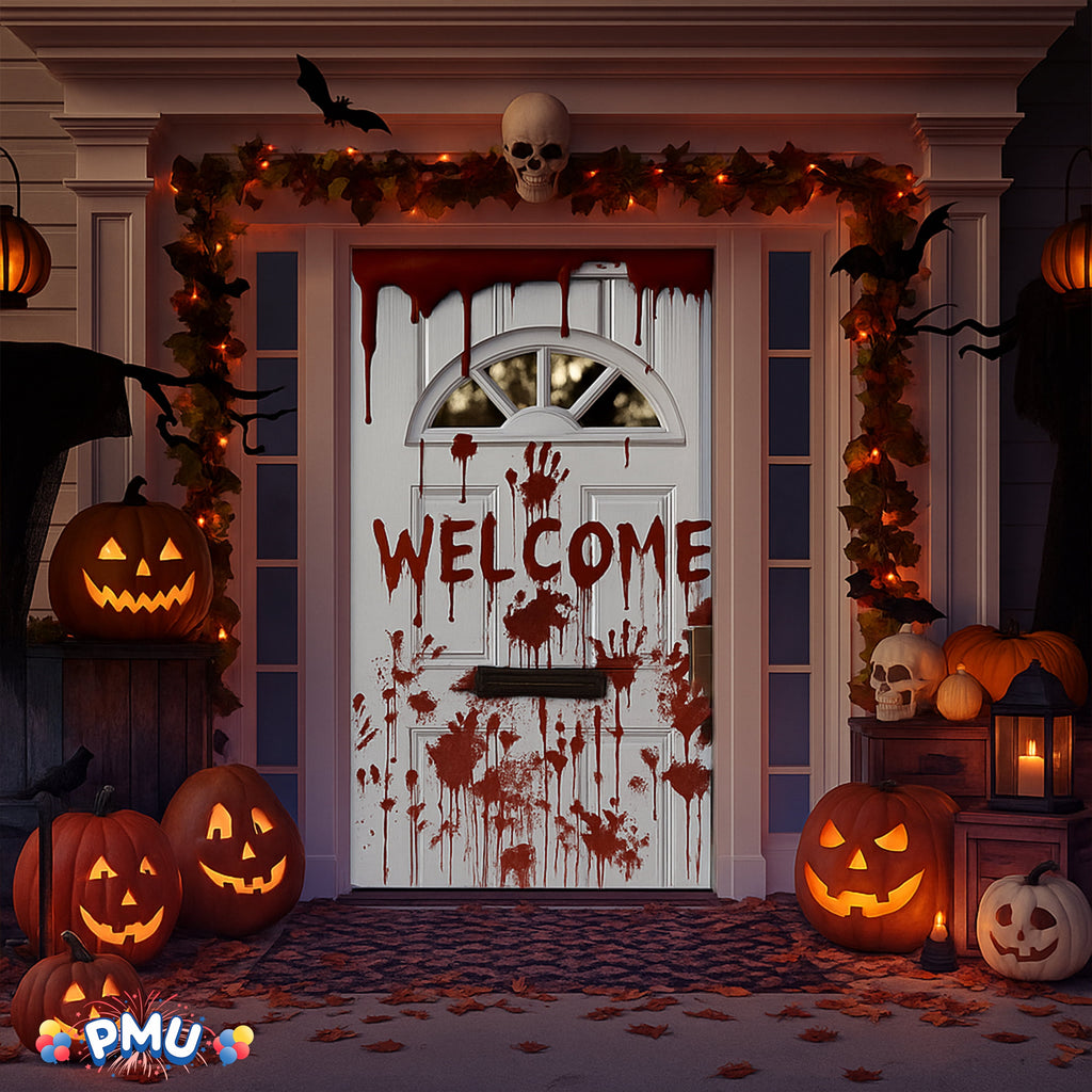 PMU Halloween Bathroom Door Cover, Halloween Decor, Door Decor
