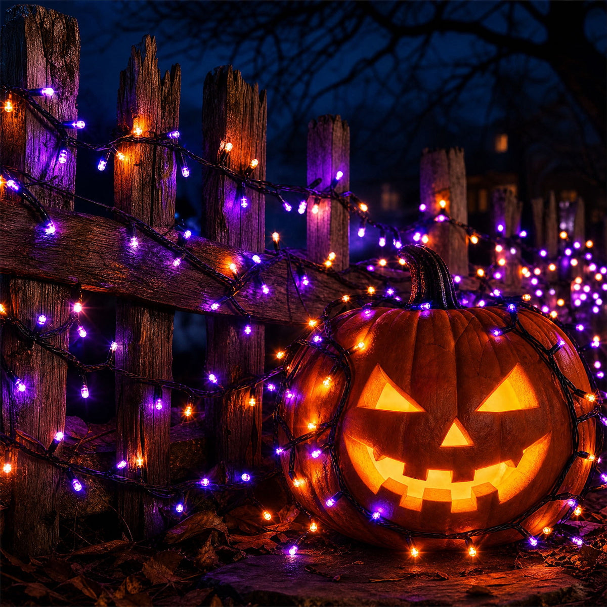 Halloween String Lights, 39Ft 100 LED Orange Purple Outdoor Waterproof Plug in Fairy Lights with 8 Modes for Yard Porch Window Mantel Party Decor