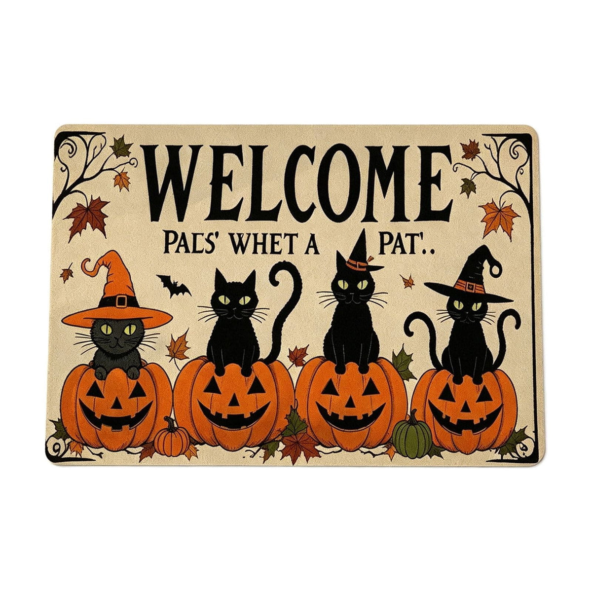 Halloween Dog Door Mat 16x24", Golden Retriever Ghost Pumpkin Welcome Rug for Porch, Halloween Outdoor Decorations