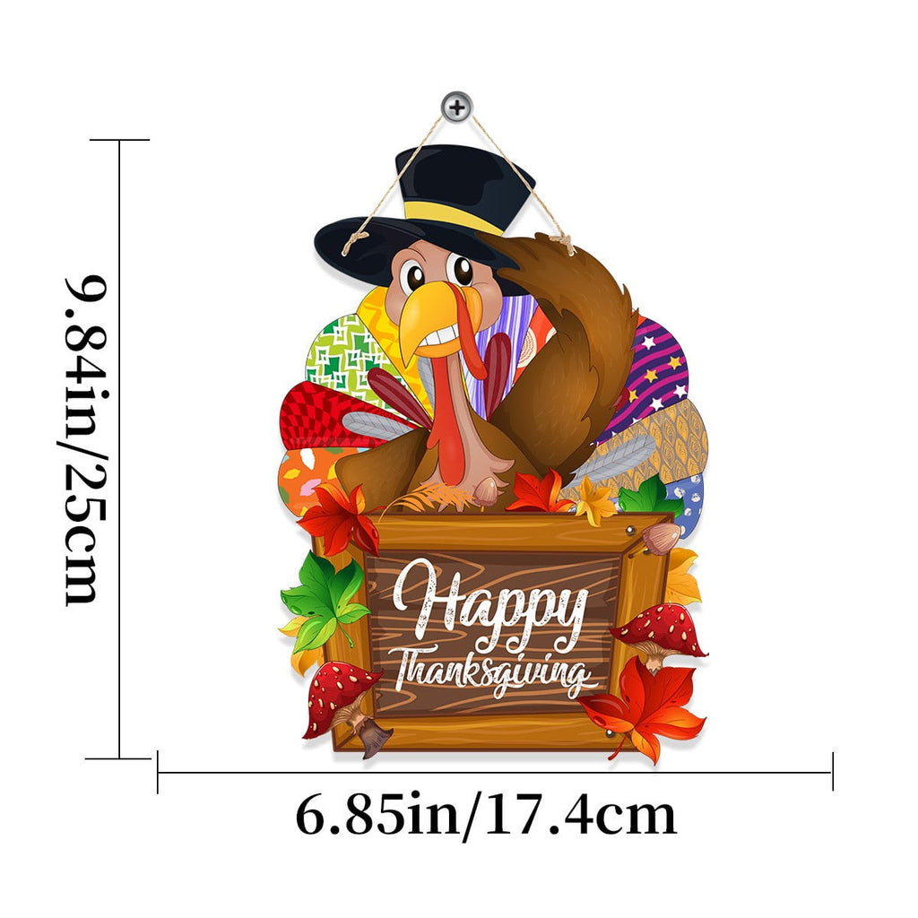 Thanksgiving Decoration Wooden Turkey Pumpkin Door Wreath for Front Door Sign Wall Signs, Thankful Blessed Grateful Pumpkin Sign Hanging for Fall Autumn Harvest Home Halloween Decoration