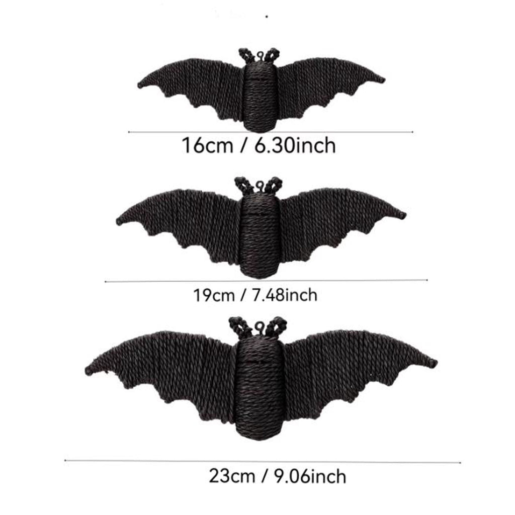 Black Rattan Wall Decoration, Halloween Wicker Bat Art, Indoor and Outdoor Festive Decor, Durable Plastic Material