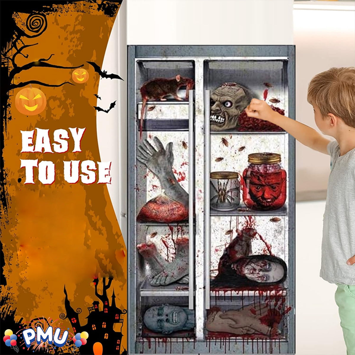 PMU Halloween Bathroom Door Cover, Halloween Decor, Door Decor