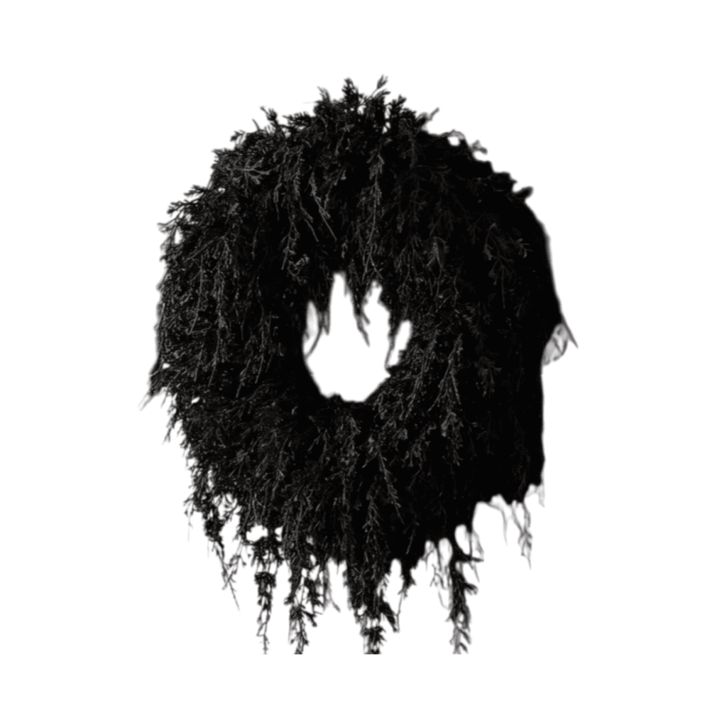 Halloween Artificial Wreath, Black Cedar Wreath, Spooky Fall Harvest Faux Wreath, for Front Door, Indoor Outdoor, Wall Window Porch Party Decor