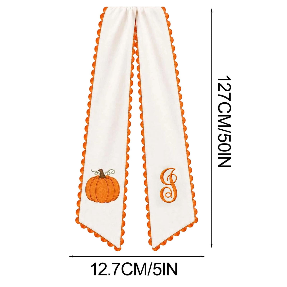 erdimoy Fall Pumpkin Monogram Wreath Sash, 50 Inch Embroidered Wreath Ribbon with Pom Pom Trim, Autumn Harvest Front Door Wreath Decor for Thanksgiving Halloween