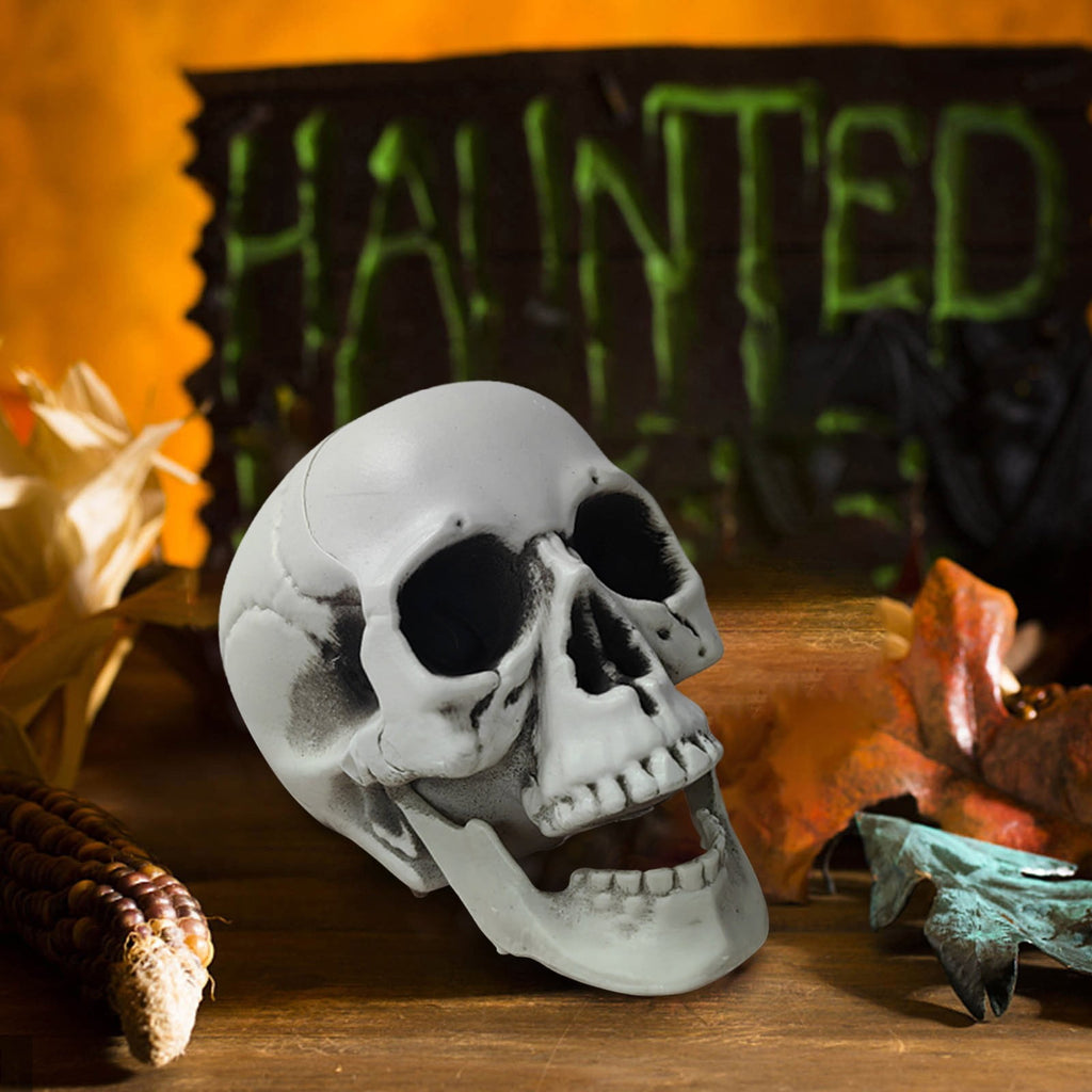 Darzheoy Halloween Skulls Halloween Skeletons Realistic Fake Simulation Human Skull Head Model Halloween Prop Realistic Mini Skeleton Spooky Halloween Decoration