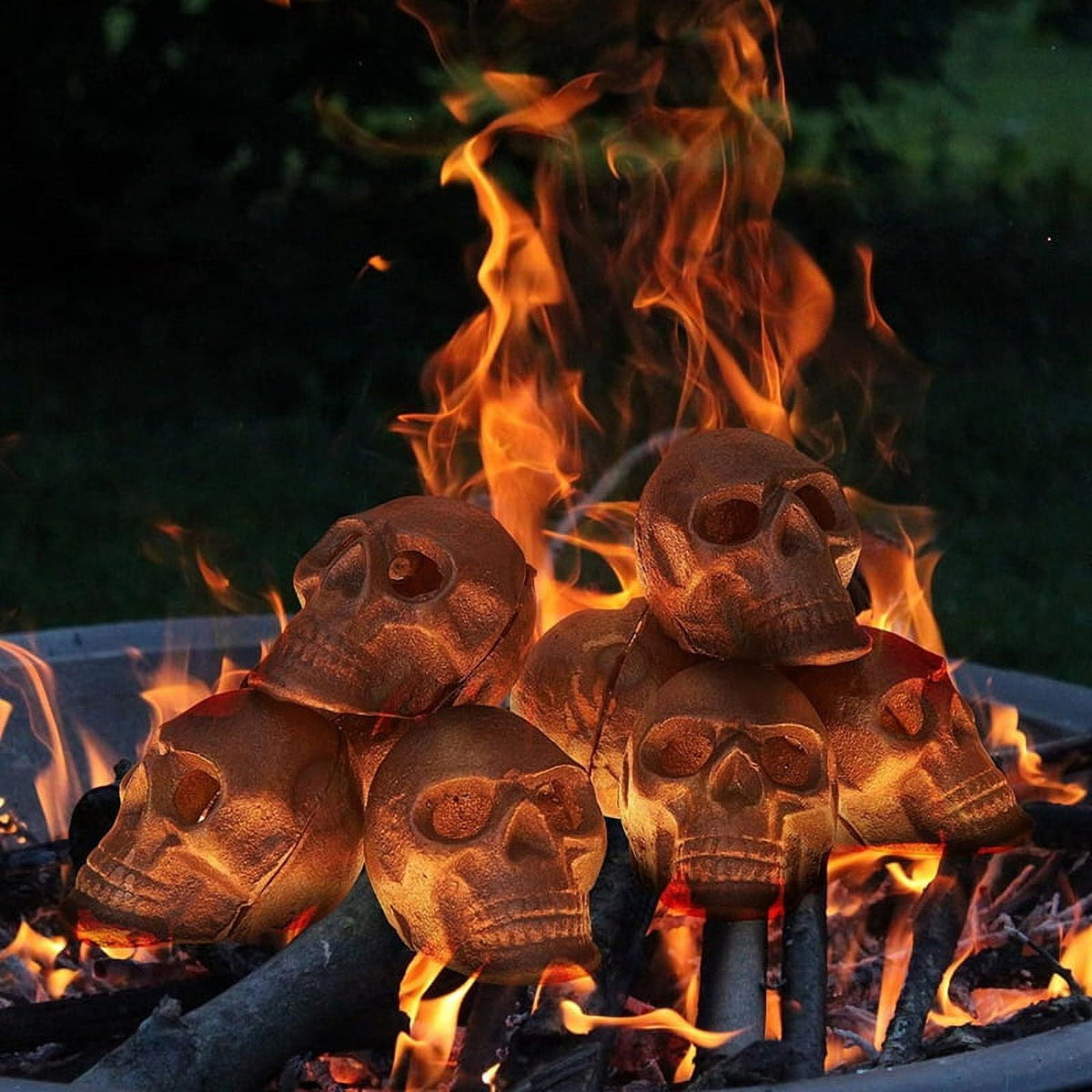 3PCS Lava Skull Rocks Skull for Fire Pit Skeleton Fire Pit Heads Halloween Skull Shaped Fire Stones