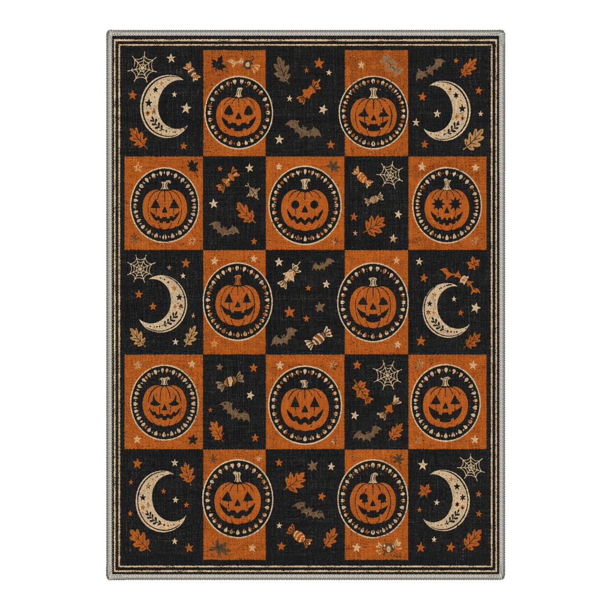GENIMO 2'x3' Halloween Doormat, Washable Non Slip Soft Vintage Witch Outdoor Door Mat for Front Door Covered Porch Patio Entryway, Burnt Amber