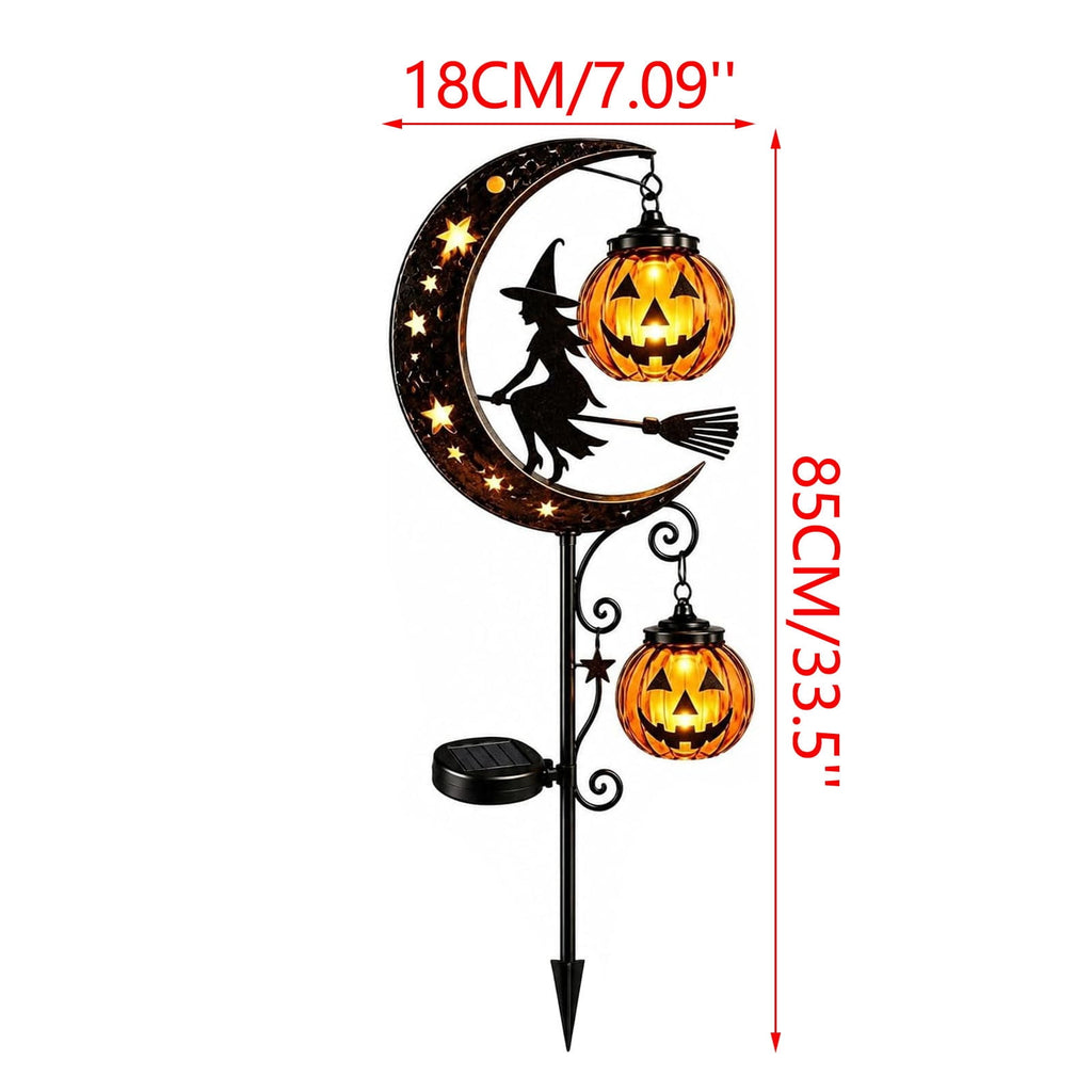 Solar Halloween Garden Stake Light, Bats & Spooky Ghosts Waterproof Solar Lantern Stake with Hanging Pumpkin, Outdoor Halloween Yard Decor for Garden Patio Lawn Pathway
