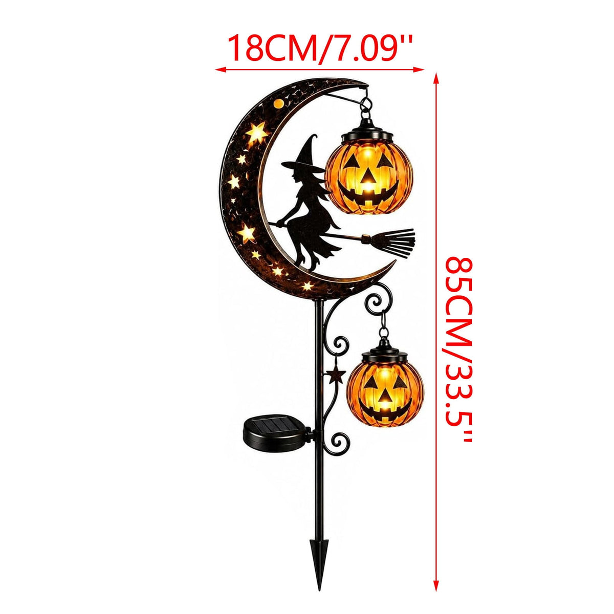 Solar Halloween Garden Stake Light, Bats & Spooky Ghosts Waterproof Solar Lantern Stake with Hanging Pumpkin, Outdoor Halloween Yard Decor for Garden Patio Lawn Pathway
