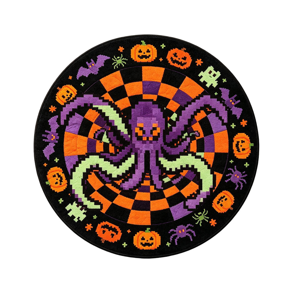 Win s Way 3D Illusion Round Halloween Rug Optical Illusion Doormat Non- Washable Entryway Decor Spooky Fall Front Door Mat for Party Decoration Available in 15.8/23.6/31.5 Inch