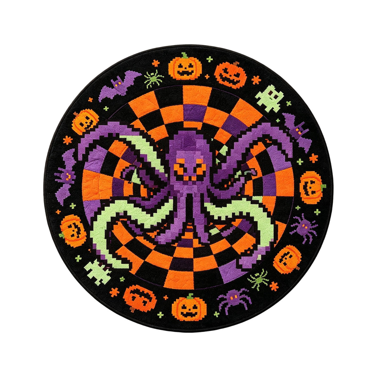Win s Way 3D Illusion Round Halloween Rug Optical Illusion Doormat Non- Washable Entryway Decor Spooky Fall Front Door Mat for Party Decoration Available in 15.8/23.6/31.5 Inch