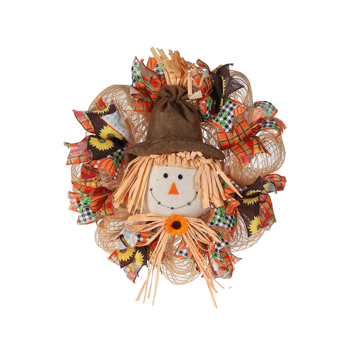 YOTQUSKI Fall Wreath,Halloween Wreath,Fall Thanksgiving Wreath Scarecrow Wreath Front Door Patio Hanging Halloween Party Decoration