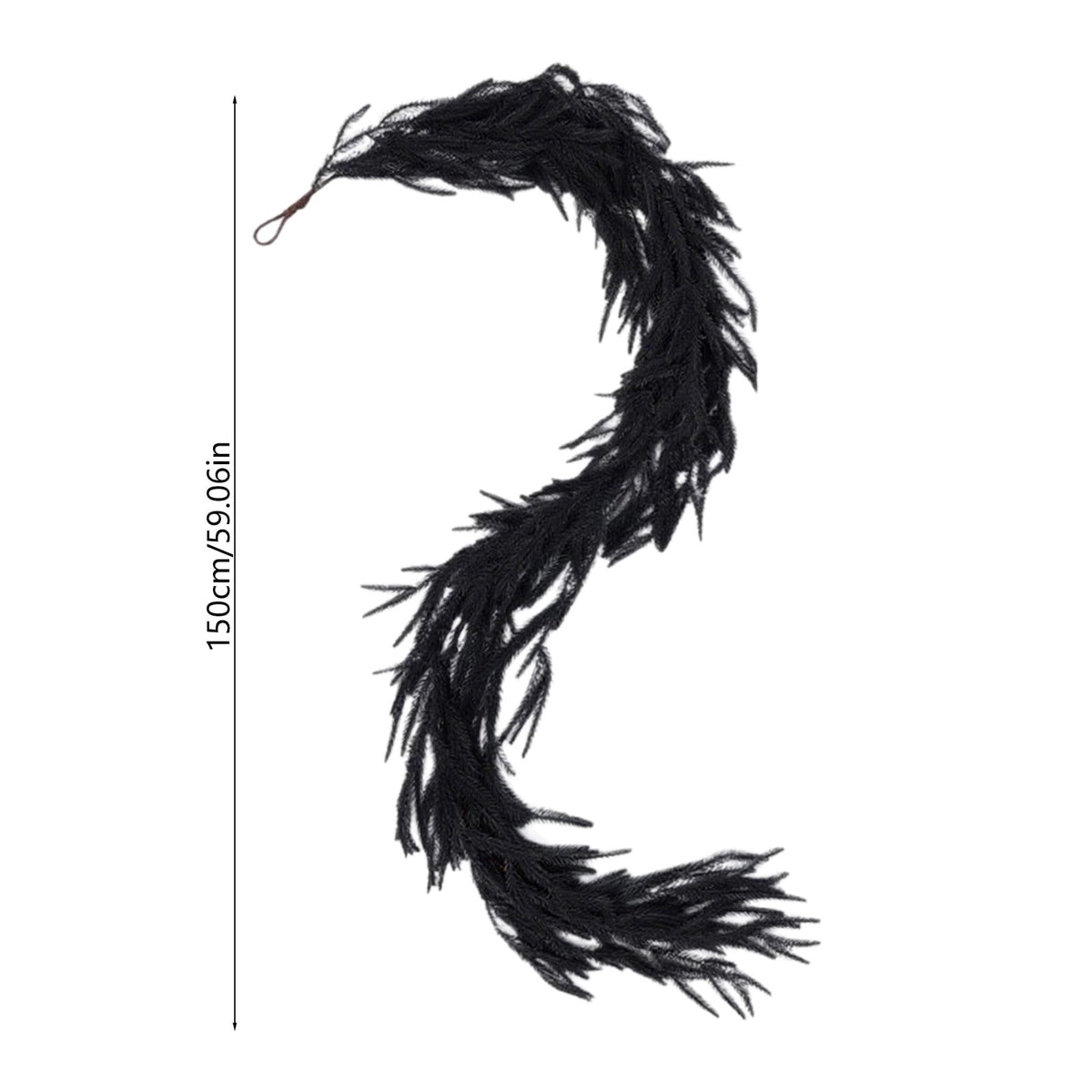 HHBEAUTY 59" Black Pine Garland - Halloween Artificial Pine Needles & Leaves Hanging Decorations for Fireplace, Stairs, Railing, Mantle, DIY Wreath, Door, Wall, Window & Thanksgiving Party Decor