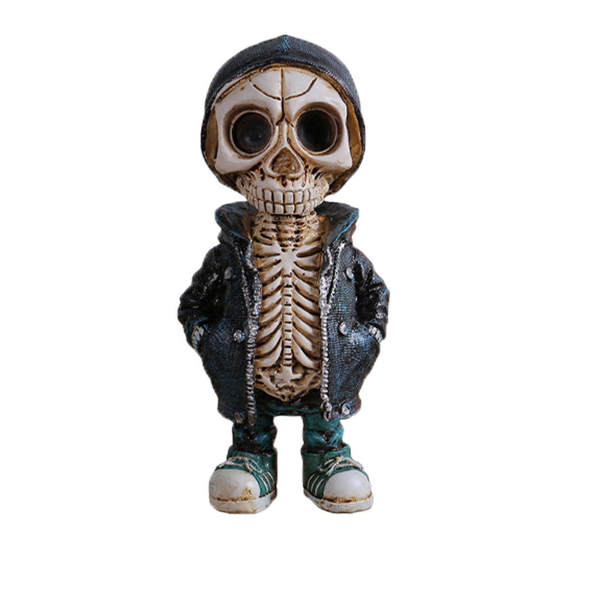 AUHomi Cool Skeleton Man Figurines, Street Dance Style Skull Resin Statues, Indoor Tabletop Halloween Decorations for Home Decor, Fashion Ornaments Ghost Festival Scene Decoration Props (A)