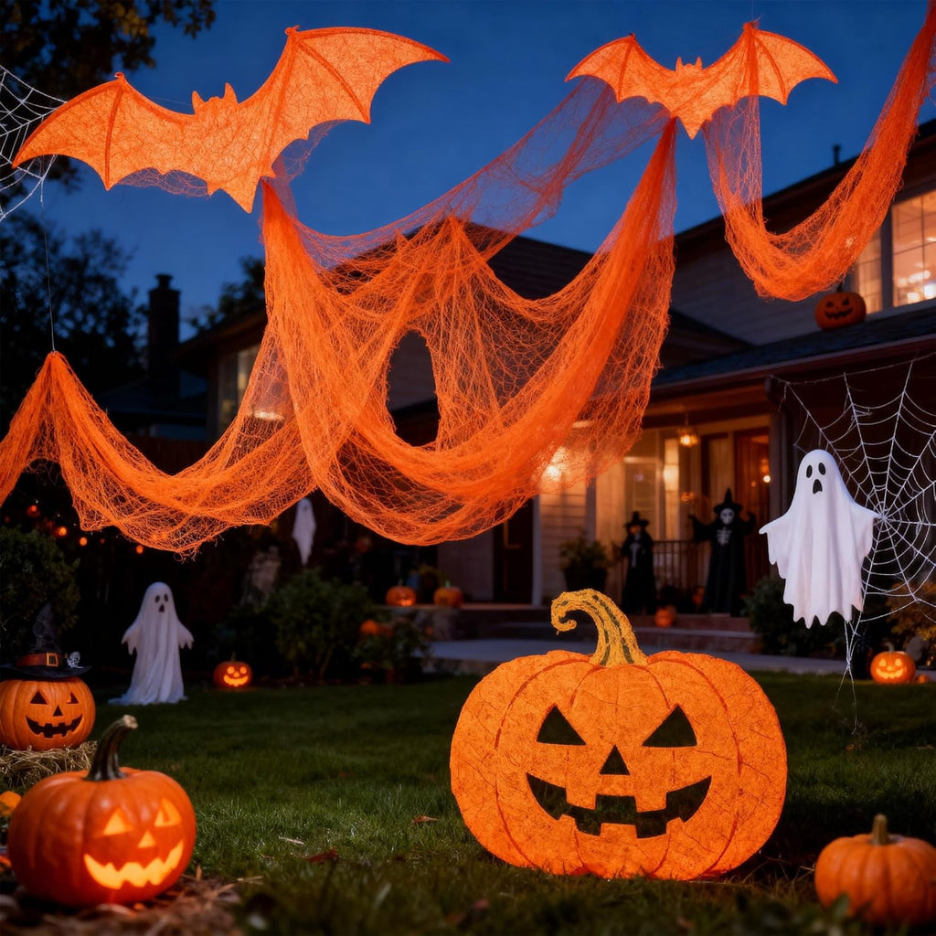 CQHVKQ 5 Pack of Halloween Creepy Gauze Cloth Decoration Set, Indoor Outdoor Black Scary Halloween Gauze Tapestry Decor, Spooky Decorations for Home, Yard, Haunted House & Party Supplies, 72" x 30"