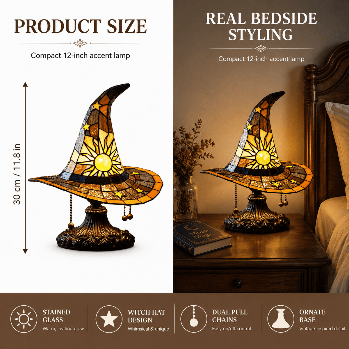 Diceymbol 11.81 Inch Halloween Ghost Night Light, Witch Hat Ghost Lamp with Jack O Lantern, Halloween Decorations Indoor for Table Mantel Party Decor