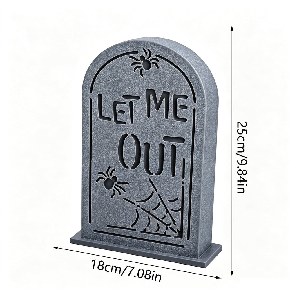 AURIGATE Lit Halloween Tombstone Decoration, Resin Light Up Tombstone with Skeleton Hands, for Tabletop Mantel Spooky Party Decor
