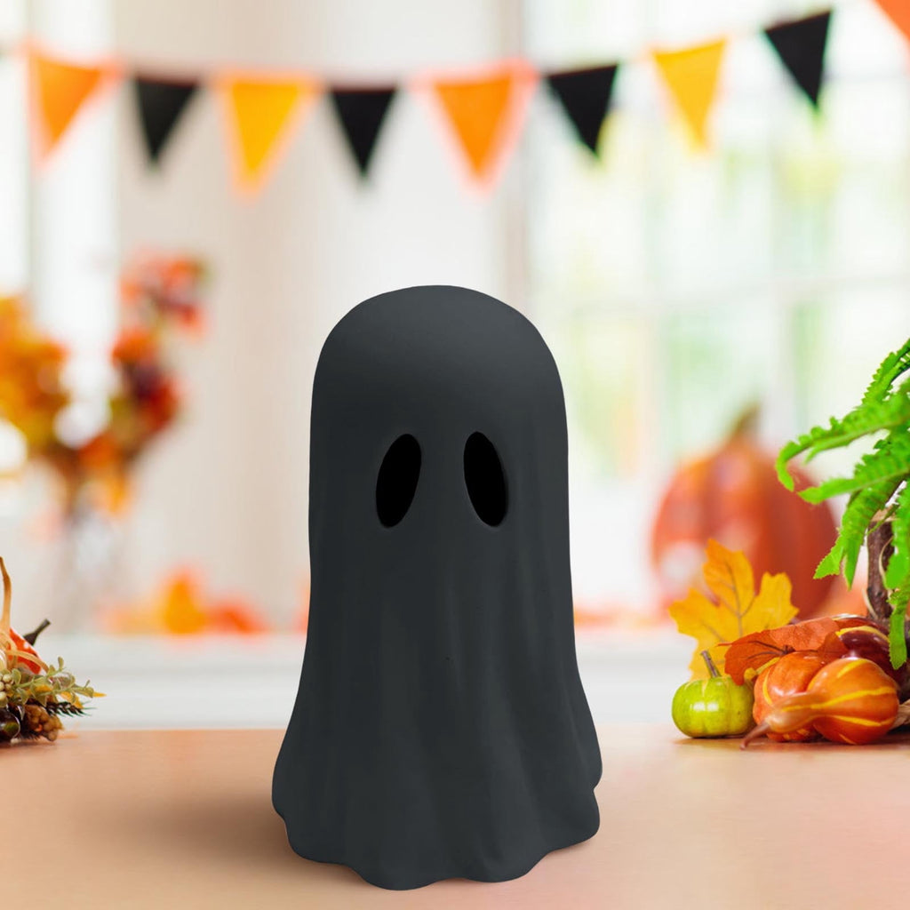 Resin Halloween Ghost Figurine, 10cm Black Spooky Ghost Statue for Mantel Tabletop Centerpiece Porch Indoor Cute Halloween Decor