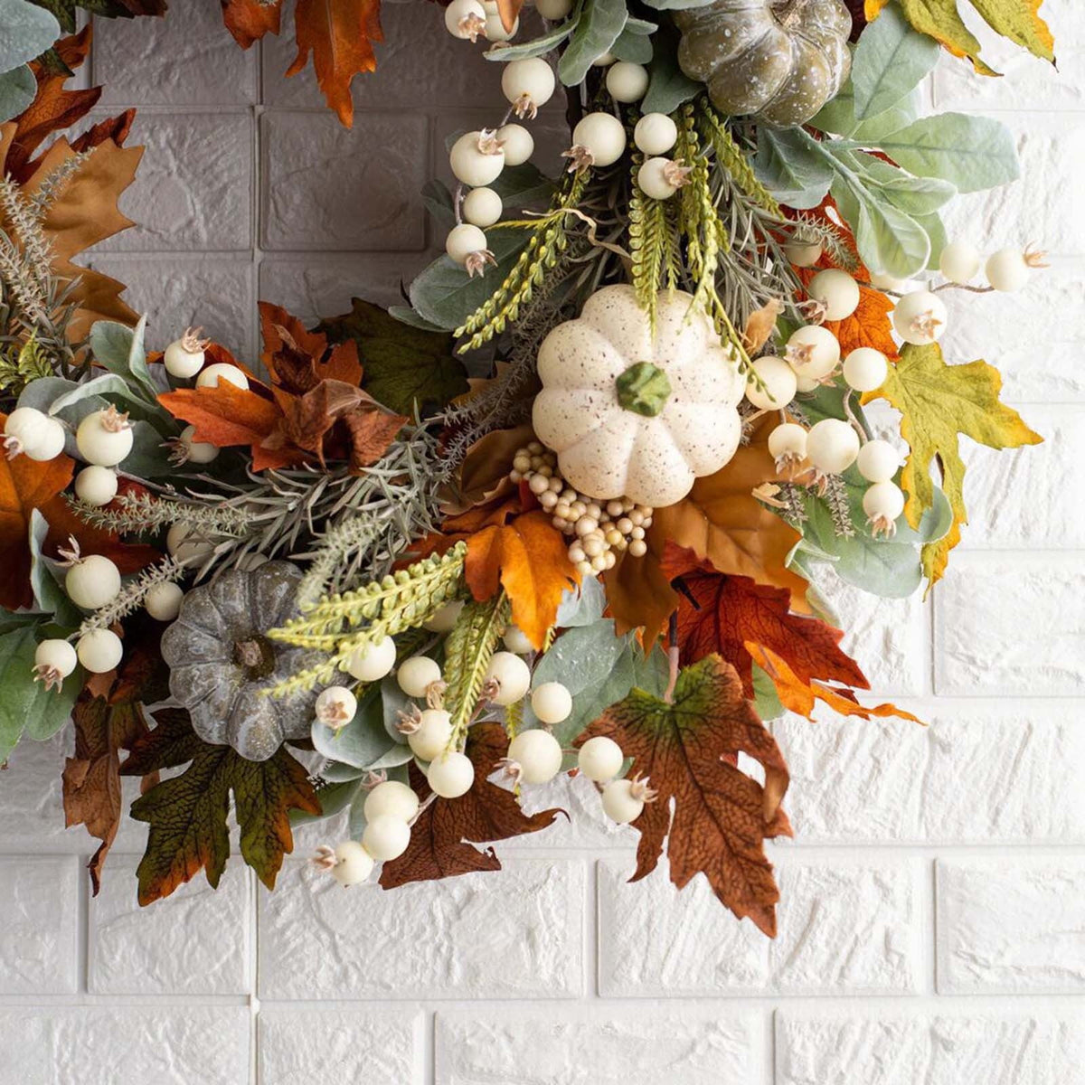 Summercome Fall Wreath for Front Door, Autumn Pumpkin Wreath Halloween Thanksgiving Wreath Door Hanging Party Decoration Home Relaxed Decor Inside Outside Wreath Window Garland Yard Indoor Outdoor, 20