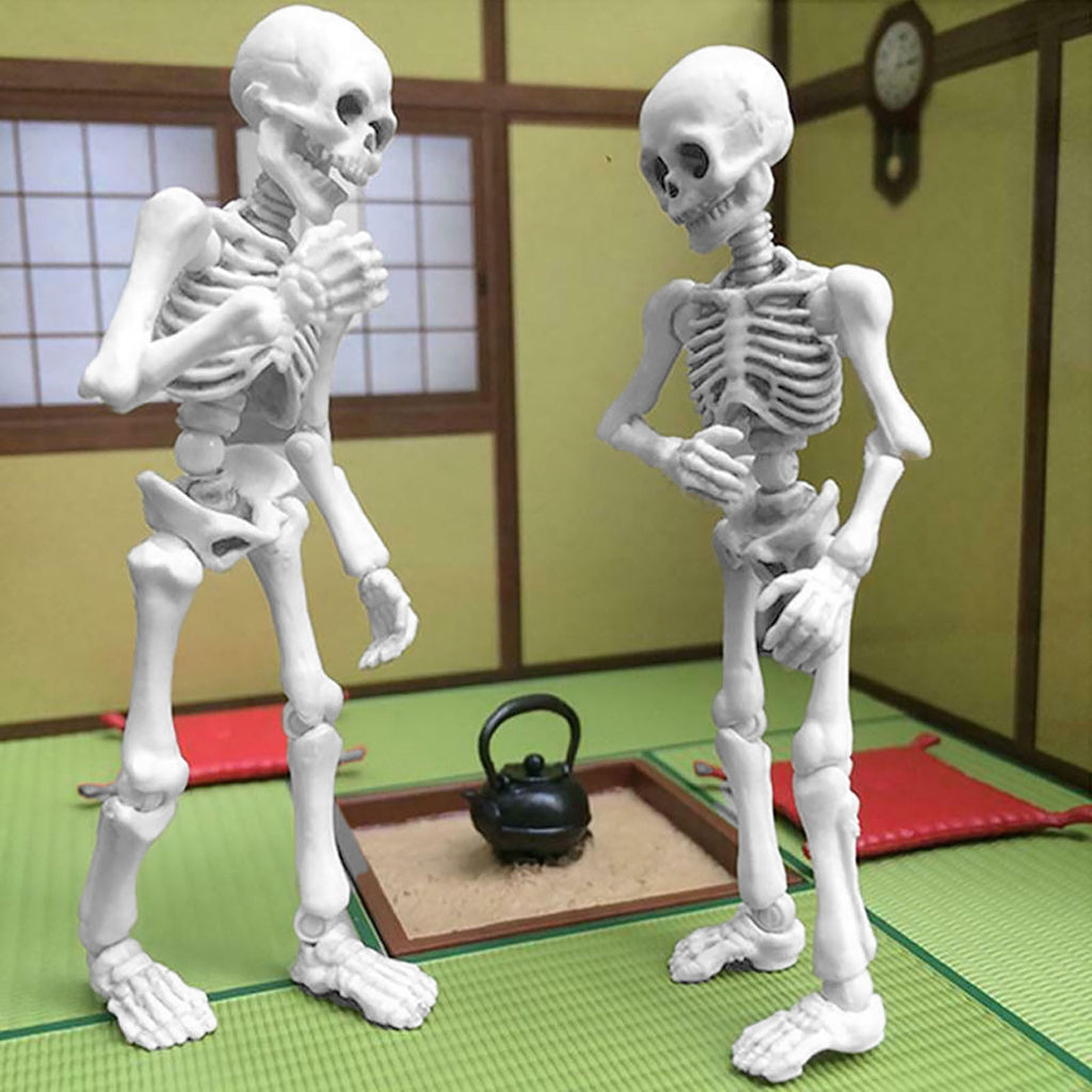 Mini Posable Skeleton Decor - 3.54" Halloween Skeleton Figures with Movable Joints for Spooky Tabletop Displays & Party Decor