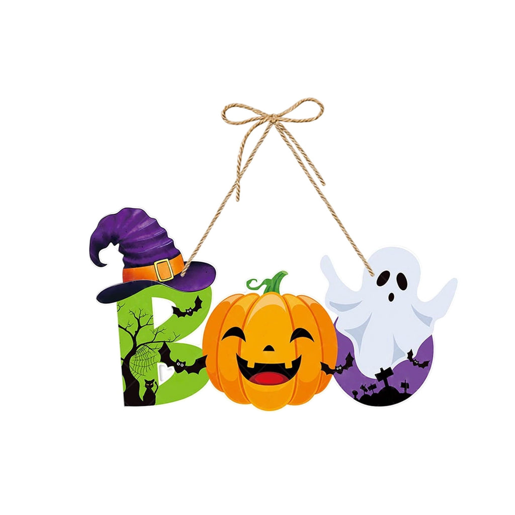Generic Halloween Door Hanging Decor Pumpkin Ghost Bat Paper Sign Indoor Outdoor Front Door Decoration 16 Inch