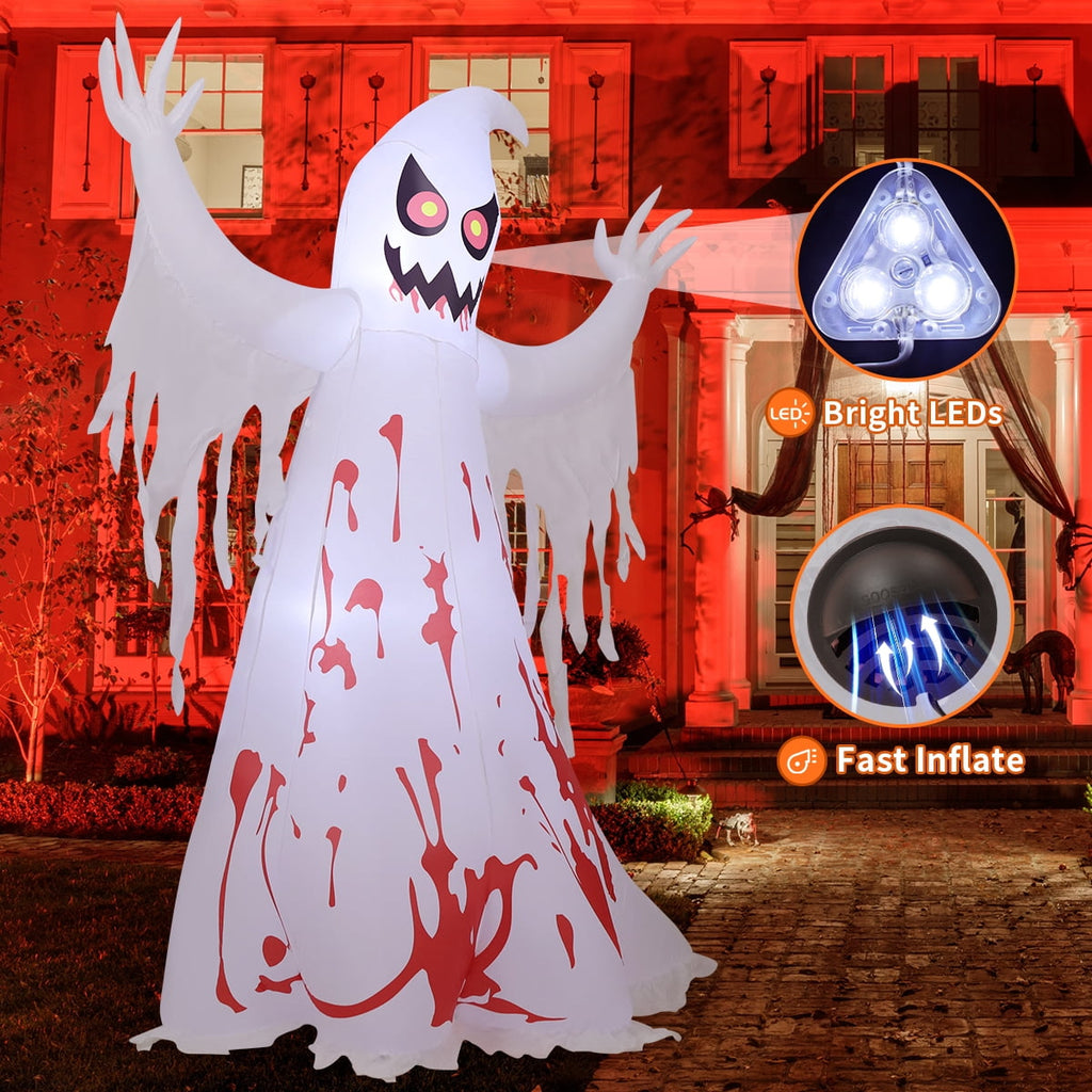 GOOSH Halloween Inflatables 8.2 FT Giant Inflatable Ghost, Scary Ghost Inflatable Blow up Ghost with Built-in LED Lights, Outdoor Halloween Decorations for Halloween Holiday Party Indoor Outdoor