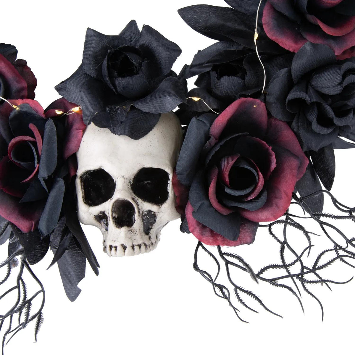 Morris Costumes 23.5 in Light-Up Dead Roses Halloween Wreath - Black