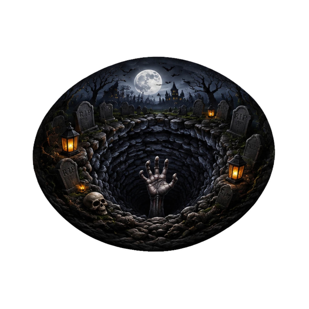 Win s Way 3D Illusion Round Halloween Rug Optical Illusion Doormat Non- Washable Entryway Decor Spooky Fall Front Door Mat for Party Decoration Available in 15.8/23.6/31.5 Inch