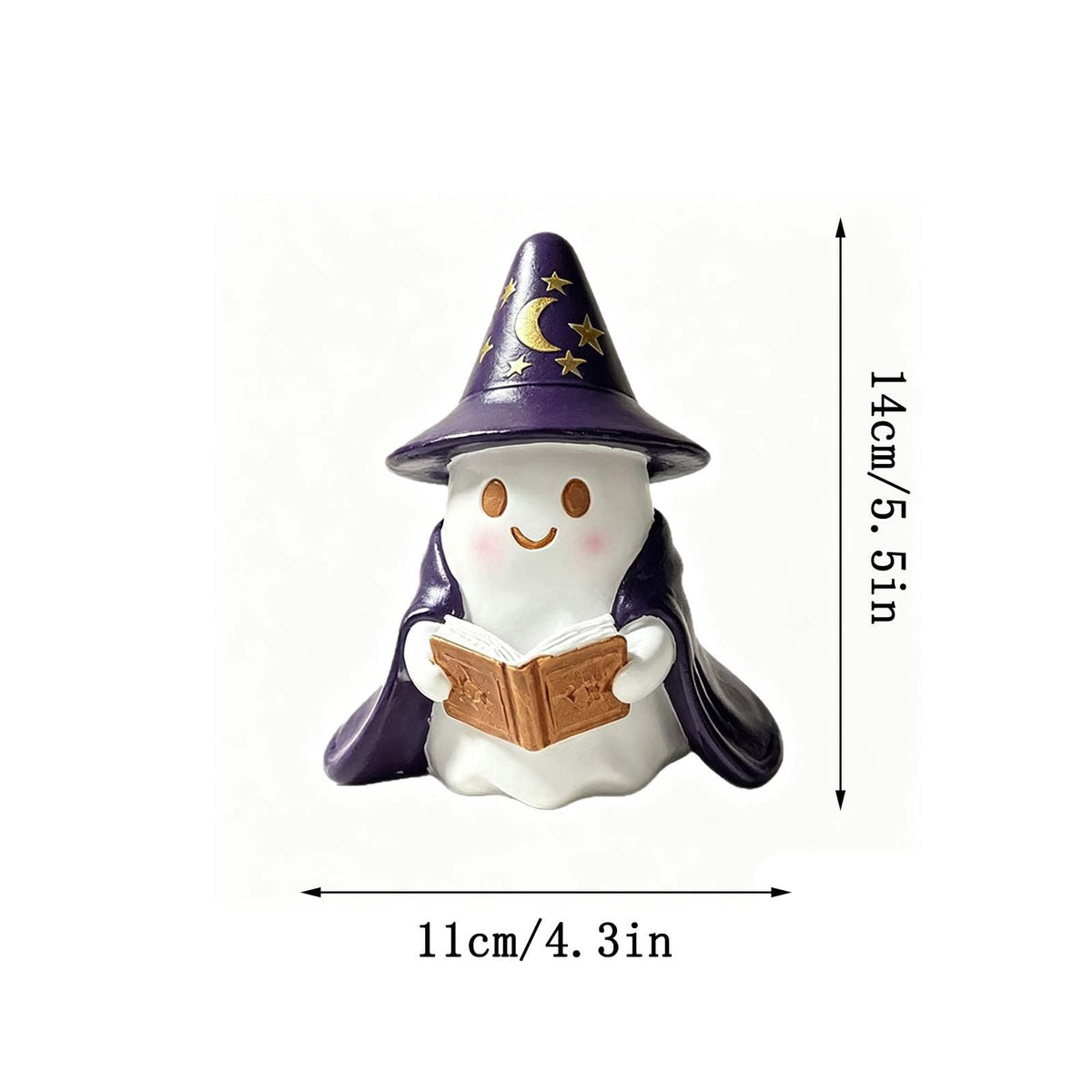 Halloween Ghost Figurine, Ghost Girl with Pink Bow & Hot Drink, Funny Ghost Statue Halloween Decor for Gift, Cute Spooky Tabletop Ornament for Home, Mantle, Desk & Party Decoration