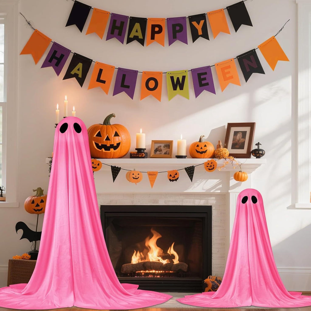 Inflatable Ghost Halloween Decoration, Cute LED Light Blow Up for Yard, Porch, Garden, Waterproof PVC, Perfect for Night Parties