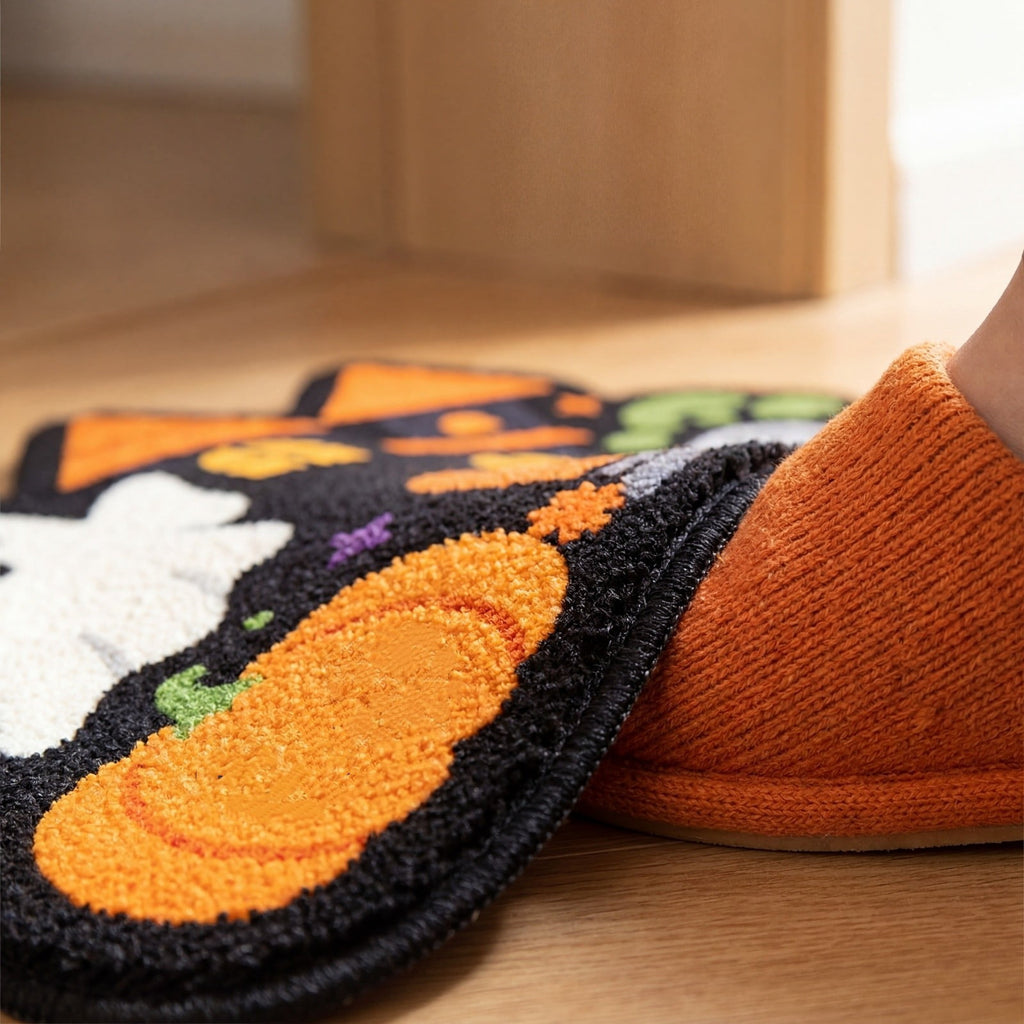 Halloween Door Mat Pumpkin Shaped Non-Absorbent Skidproof Mat 15.75x23.62in Polyester Skidproof & Weather Resistant for Front Door Porch Indoor Outdoor Halloween Door Mat by MPOISVA