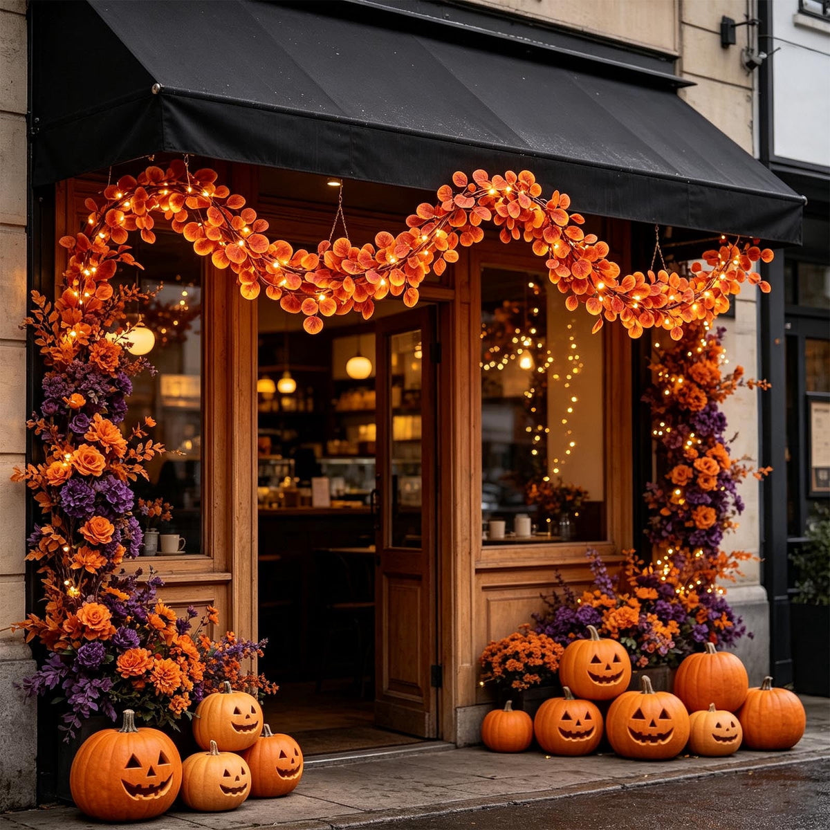 Chmadoxn 78.74" Halloween Thanksgiving Maple Leaf Garland with Mini Pumpkins & Berries, Artificial Fall Leaves Vine for Mantel Staircase Porch, Autumn Harvest Hanging Home Decor