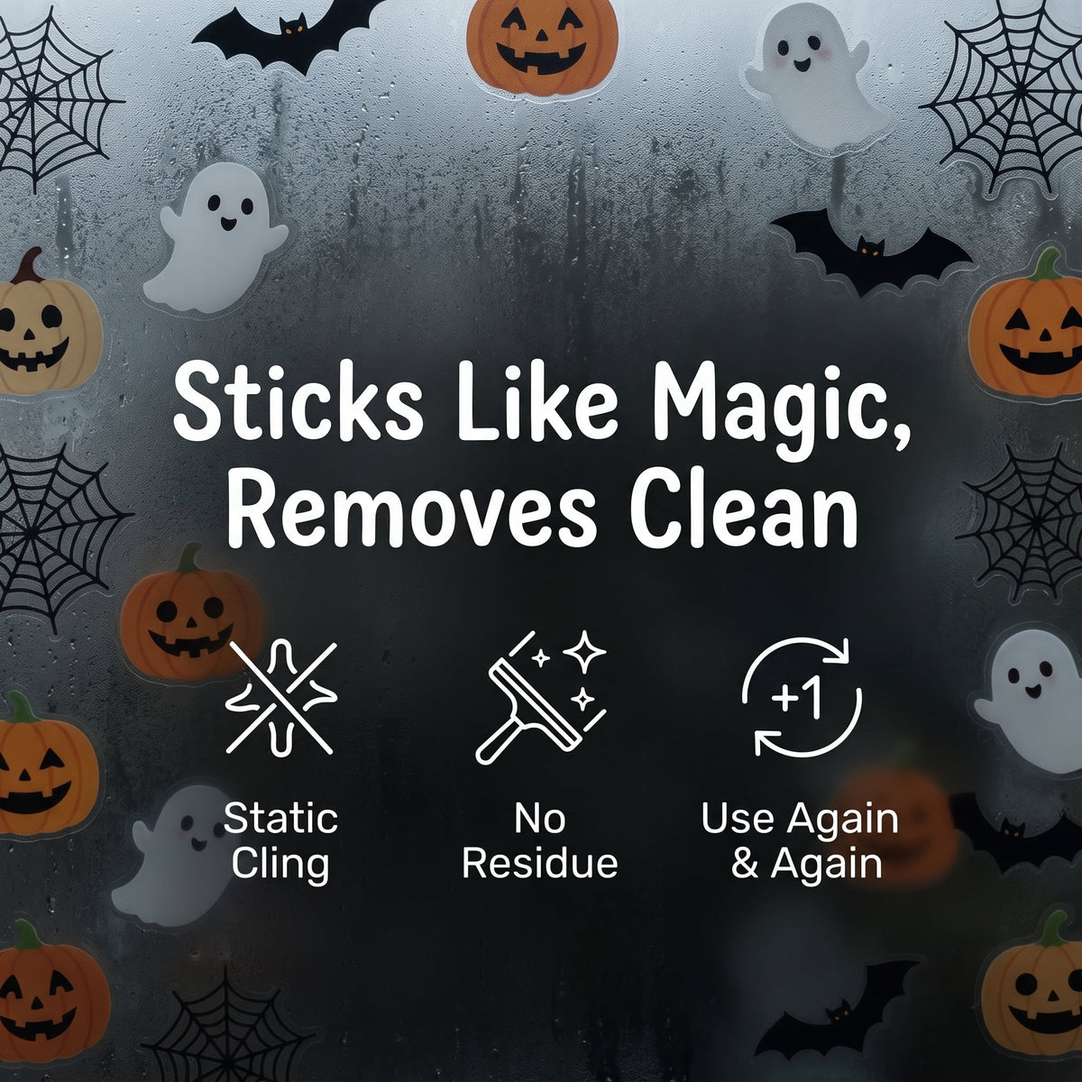 Halloween Window Clings Vintage Ghost Evil Pumpkin Bat Reusable Window Decals for Halloween Fall Party Supplies Home Glass Decor(6 Sheets)