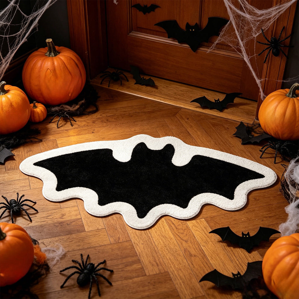 Halloween Decor White Ghost Rug 24x16 inches, Handmade Tufted Fluffy Aesthetic Area Rugs, Cute Soft Cool Non Slip Floor Carpet Bath mat, Living Room, Bathroom, playroom, Kitchen