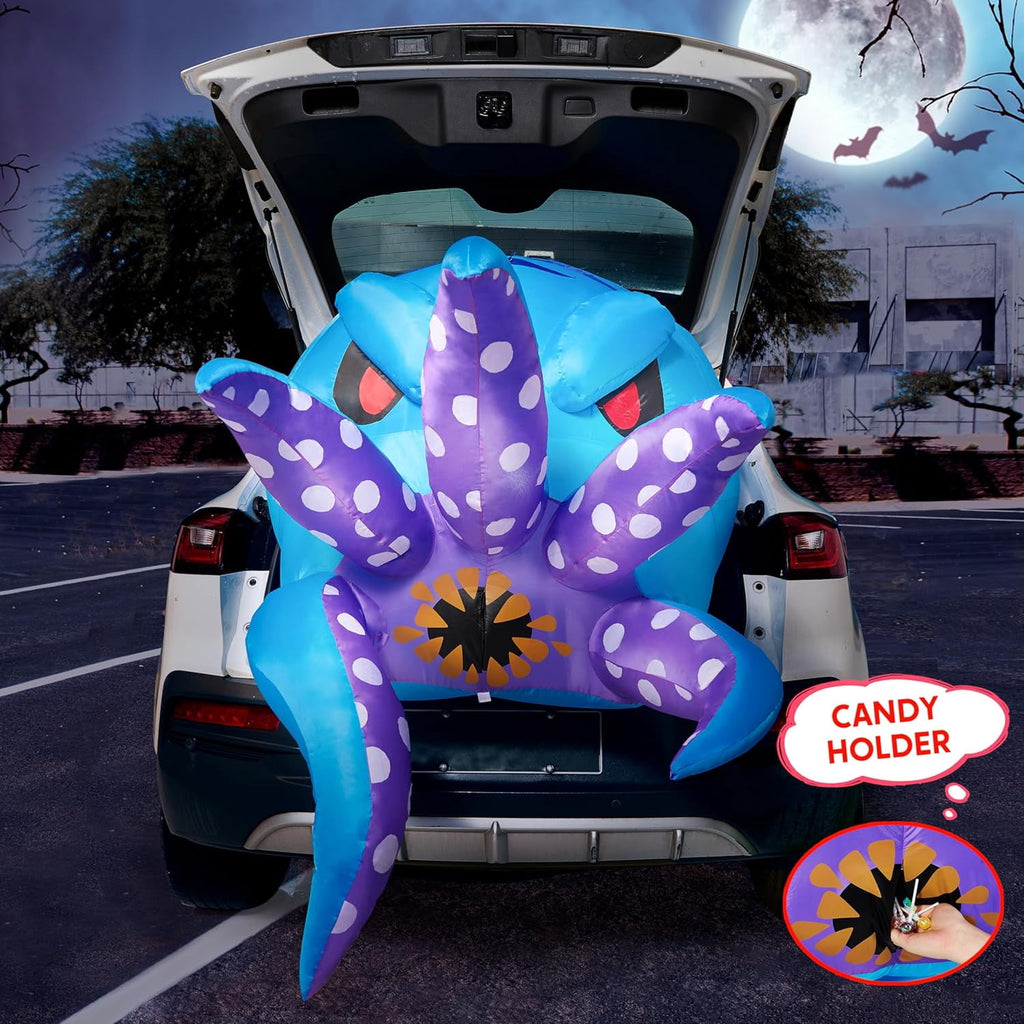 Joyfy 3.6 ft Animated Halloween Inflatable Dinosaur Decoration,Trunk or Treat Car Decorations Kit Dinosaur with Built-in LED Light for Halloween Party Indoor,Outdoor,Yard,Garden Decor