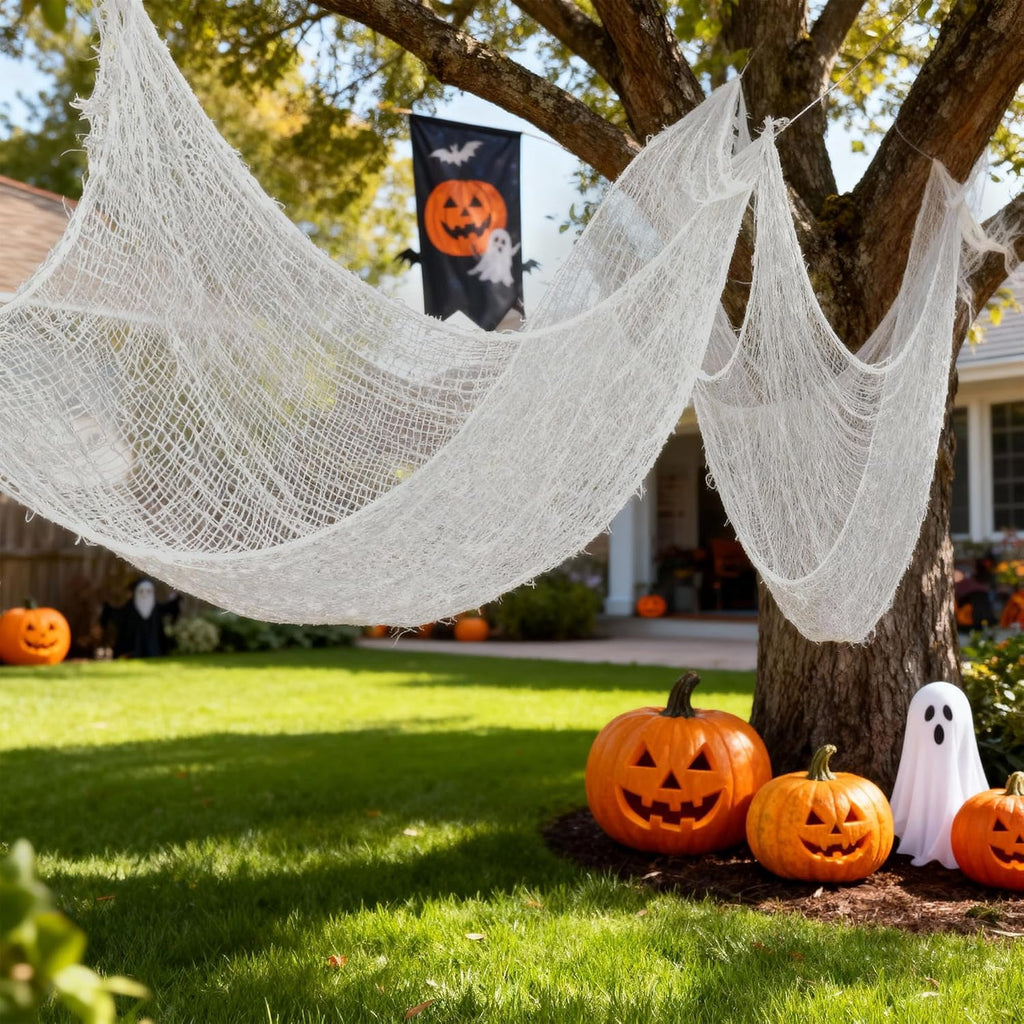 CQHVKQ 5 Pack of Halloween Creepy Gauze Cloth Decoration Set, Indoor Outdoor Black Scary Halloween Gauze Tapestry Decor, Spooky Decorations for Home, Yard, Haunted House & Party Supplies, 72" x 30"