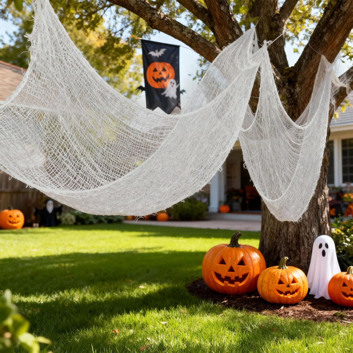 CQHVKQ 5 Pack of Halloween Creepy Gauze Cloth Decoration Set, Indoor Outdoor Black Scary Halloween Gauze Tapestry Decor, Spooky Decorations for Home, Yard, Haunted House & Party Supplies, 72" x 30"