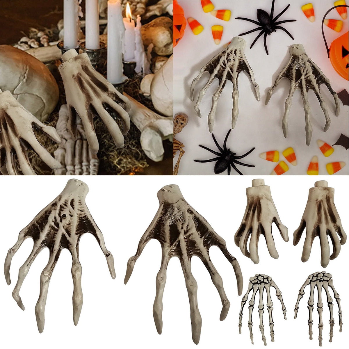CoreLiving Life-Size Skeleton Hands, Halloween Decorative Props for Tabletop & Mantel, Spooky Gothic Home Decor, Realistic Plastic Party Accents, Set of 1