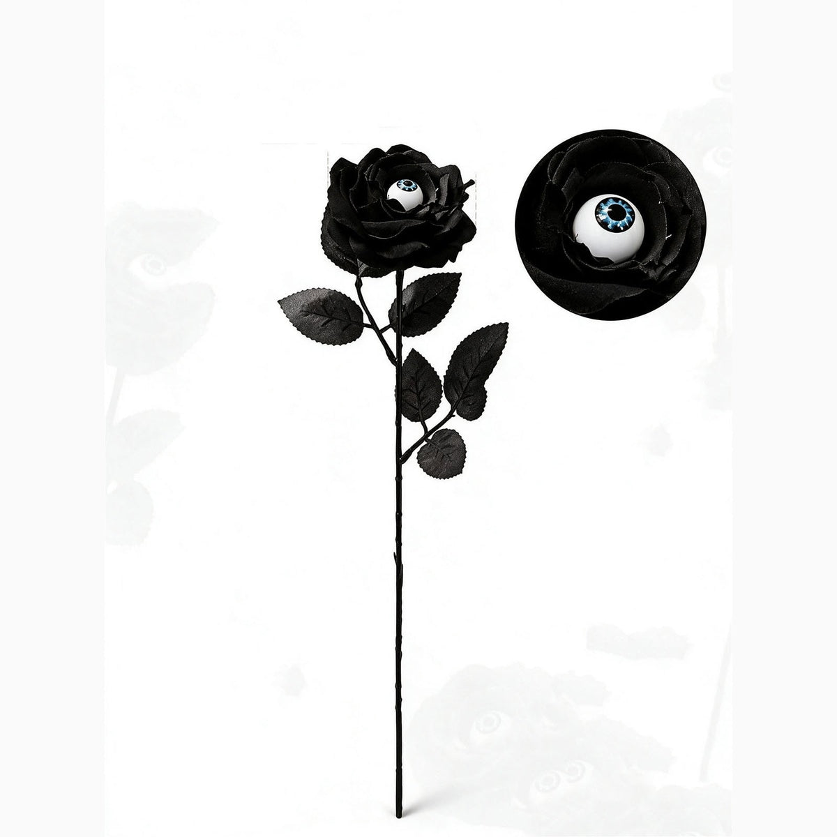 Halloween Artificial Rose Flower with Skull Head, Fake Silk Rose Bouquet, Red or Black Roses with Mini Skull