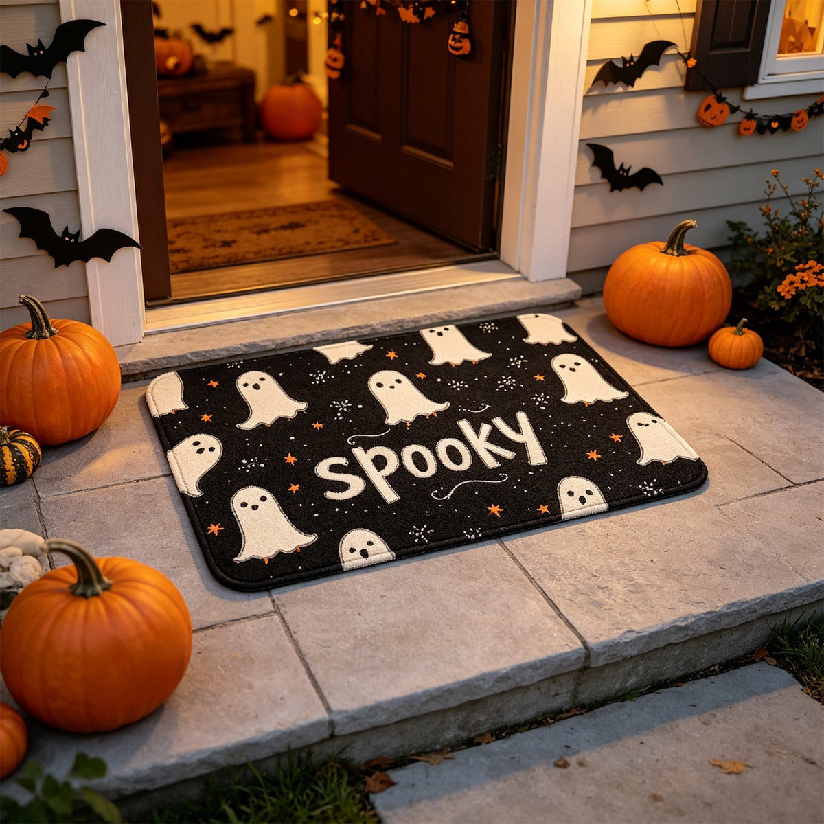 Halloween Pumpkin Doormat, Soft Non-Slip Indoor Outdoor Welcome Rug for Entryway Porch and Front Door