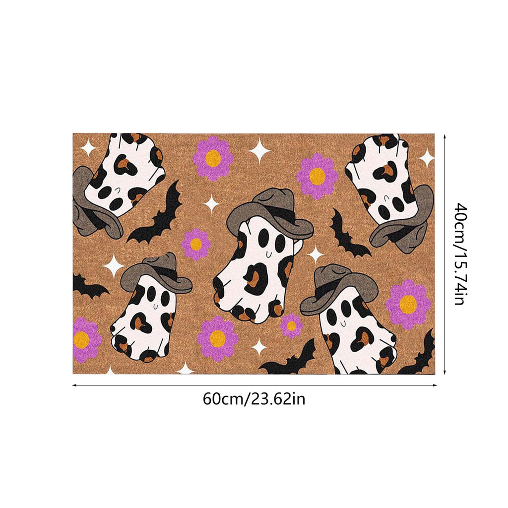 Ghost Cowboy Doormat for Halloween, Halloween Decroation Rug, Boo Doormats Washable Fall Door Mats Spooky Door Decor for Outside Patio Floor Entry Porch Garage Office