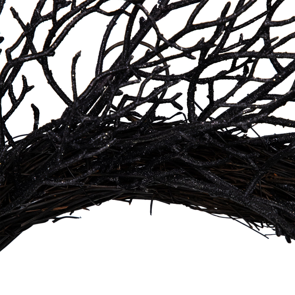Northlight Glittered Twig Artificial Halloween Wreath - 24" - Black - Unlit