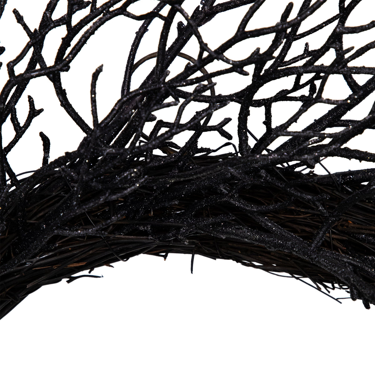 Northlight Glittered Twig Artificial Halloween Wreath - 24" - Black - Unlit