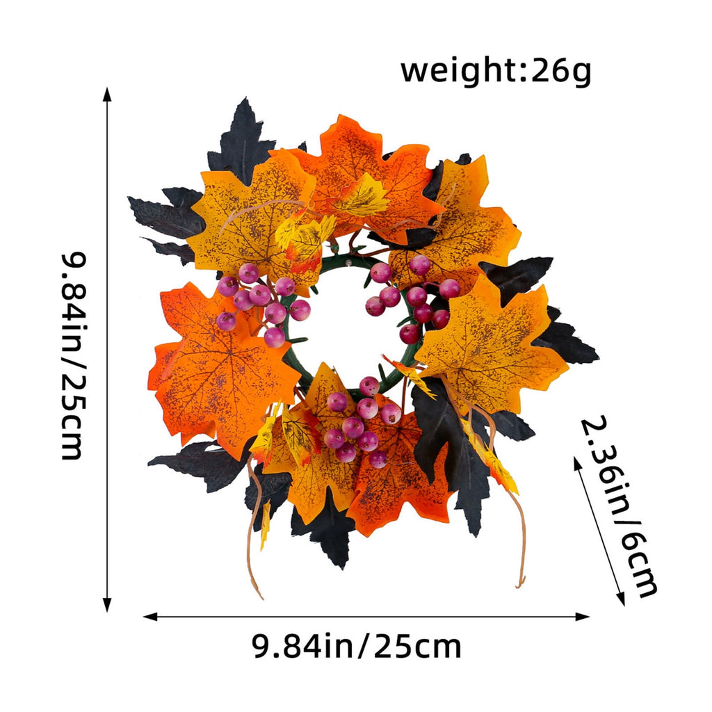 sruoe Halloween Decor, Artificial Wreaths, Halloween Decoration Outdoor, Fall Wreaths, Indoor Halloween Decoration, Halloween Candle Wreath Maple Leaf Decorative