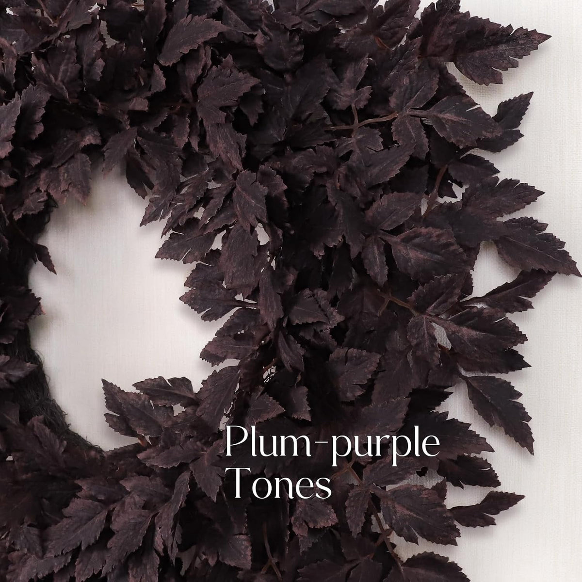Fall Decor - Fall Wreaths for Front Door, 24" Plum Cimicifuga Leaves Artificial Wreath, Autumn Harvest Halloween Decorations for Home Mantle Window Wall Kitchen Indoor & Outdoor