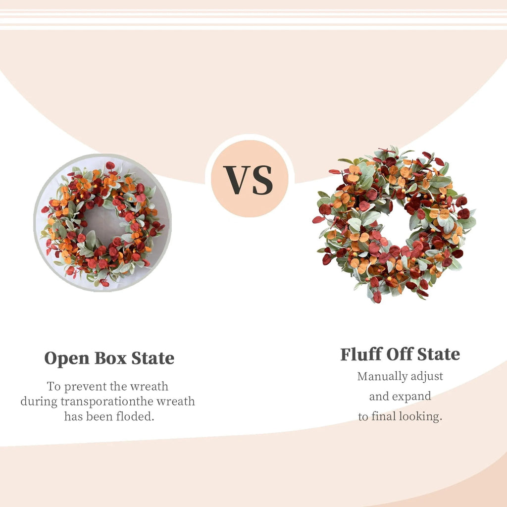 Fall Wreaths for Front Door, Farmhouse Autumn Wreath with Pumpkin Decorations, Fall Door Wreath Outdoor Indoor Thanksgiving Harvest Fall Decor
