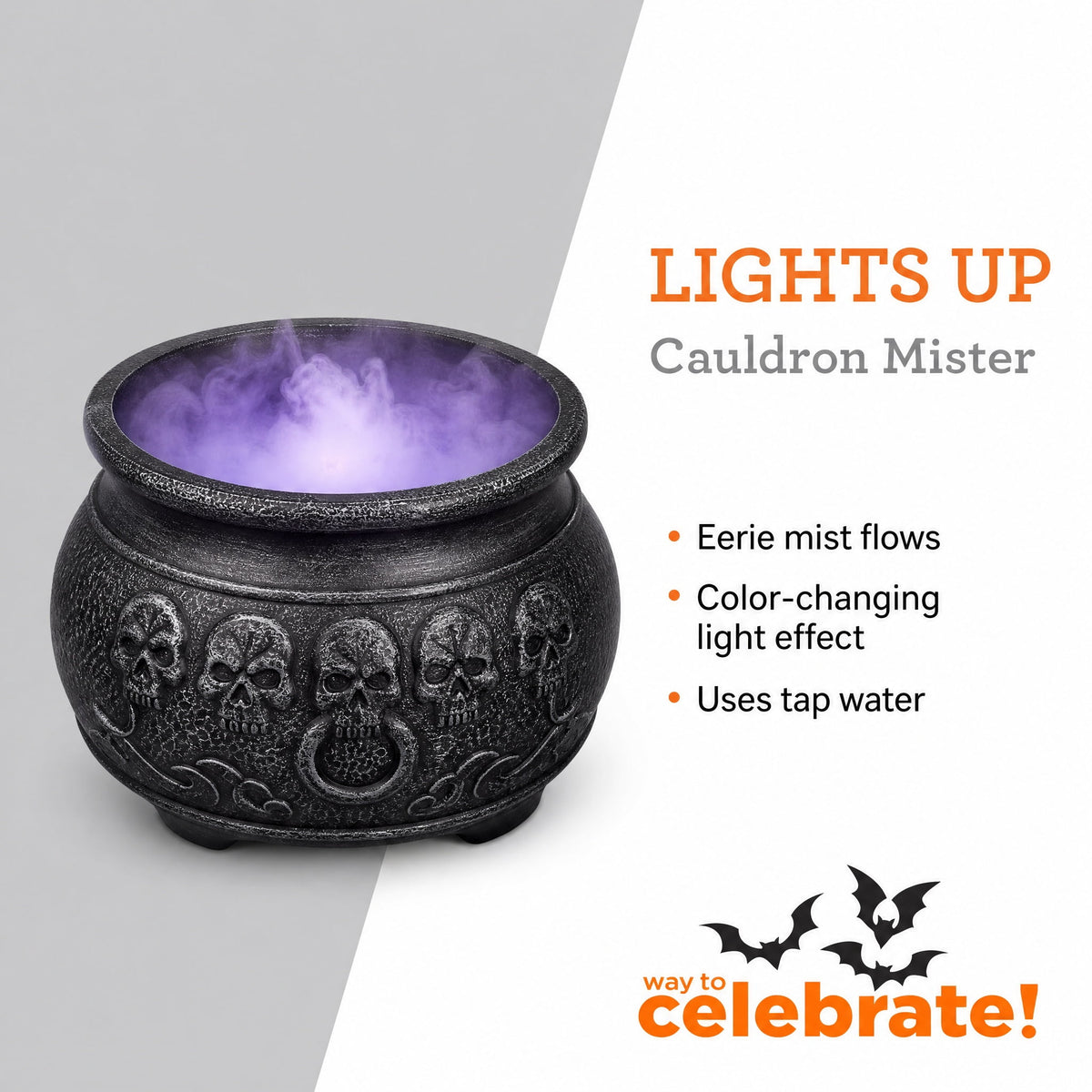 Light-Up Cauldron Mister Decoration, Multicolor, 6.5", Halloween by Way To Celebrate